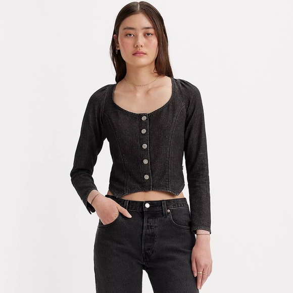 Levi’s denim corset long sleeve blouse (Updated sizes) - Picture 3 of 15